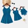 Solid Color Matching Blue Shorts Rompers Turquoise