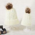 Autumn/Winter Multicolor Hairball Knit Beanie Hats White image 5