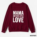 Letter Print Red Wine Sweatshirts for Mom and Me Burgundy