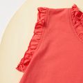 Pretty Kid Girl Flounced Collar Sleeveless Top Floral Print Skirt 2-piece Set Hot Pink