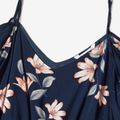Navy Blue Floral Print Sling Dress for Mommy and Me Royal Blue