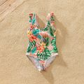 Family Look Floral Print One-piece Matching Swimsuits Pink