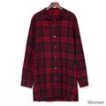 Plaid Striped Cotton Family Matching Button Front Shirts Red