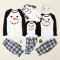 Family Matching Christmas Carrot Snowman Print Plaid Pajamas Sets (Flame Resistant) Black/White