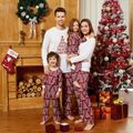 Christmas Letter Print Top and Striped Pants Pajamas Sets (Flame Resistant) White image 1