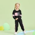 2-piece Baby / Toddler Girl Splice Colorblock Leopard Print Long-sleeve Pullover and Pants Set Black image 2