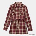 100%Cotton Family Matching  Plaid Button Shirts Red