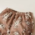 3pcs Baby Girl 100% Cotton Lace Flutter-sleeve Top and Floral Print Shorts with Headband Set Apricot