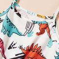 Mommy and Me Animal Dinosaur Print Matching Rompers White