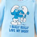 Smurfs Baby Boy/Girl Letter Print Valentine's Day 100% Cotton One Piece Light Blue