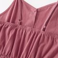 100% Cotton Solid Pink Sling Rompers with Buttons for Mommy and Me Dark Pink