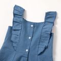 Denim Series Solid Blue Family Matching Sets(Ruffle Tank Dresses for Mom and Girl ; Button Front Shirts for Dad and Boy) Blue