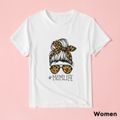 Letter Print Short Sleeve T-shirts for Mommy and Me White image 2
