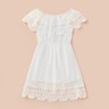 Solid White Lace Off Shoulder Dresses for Mommy and Me White