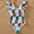 Pineapple Print Flutter-sleeve One-piece Family Matching Swimsuit Multi-color