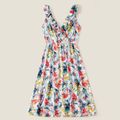 Mosaic Floral Print Matching Midi Dresses Multi-color