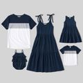 Mosaic 100% Cotton Solid and Color Block Family Matching Sets Dark Blue