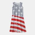 Independence Day Flag Print Family Matching Sets(Tank Dresses for Mom and Girl ; Short Sleeve T-shirts for Dad and Boy) Dark blue/White/Red