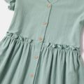 100% Cotton Short Sleeve Solid Color Dresses for Mommy and Me Turquoise