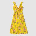 Mosaic Floral Print and Stripe Family Matching Sets Yellow
