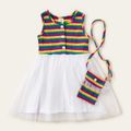 Ribbed Colorful Striped Sleeveless Matching Midi Tank Dresses Multi-color