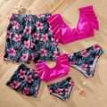 Floral Print Family Matching Swimsuits(2-piece Swimsuits for Mom and Girl ; Swim Trunks for Dad and Boy) Multi-color