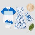 Mosaic Color Block Floral Family Matching Sets Blue