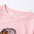 Letter Leopard Print Sweatshirts for Mommy and Me Pink