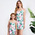 Cactus Pattern Matching White Sling Shorts Rompers White