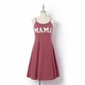 Letter Print Sleeveless Matching Cameo Brown Midi Sling Dresses Cameo brown