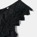 Floral Print Lace Splice Sleeveless Matching Black Midi Tank Dresses Black