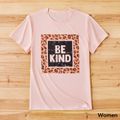 Leopard Letter Print Apricot T-shirts for Mom and Me Light Pink