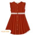 Crepe Solid Flutter-sleeve Matching Red Midi Tank Plus Size Dresses Red