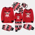 Family Matching Christmas Deer and Snowflake Print Red Long-sleeve Pajamas Sets (Flame Resistant) Red