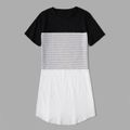 Stripe Series Cotton Family Matching Sets(Short Sleeve T-shirt Dresses for Mommy and Girl） Black