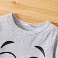 Toddler Boy Striped Face Emojis Print Long-sleeve T-shirt Light Grey