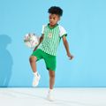 Rugby Print Color Block Tee and Shorts Athleisure Set for Toddlers/Kids White