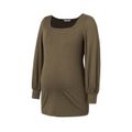 Maternity Solid Square Neck Long-sleeve T-shirt Brown