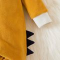 Baby Girl Color Block Long-sleeve Fleece Jumpsuit Yellow