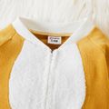Baby Girl Color Block Long-sleeve Fleece Jumpsuit Yellow