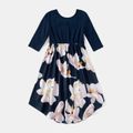 Floral and Stripe Print Splice Family Matching Blue Sets Royal Blue