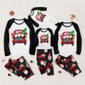 Family Matching Christmas Santa and Car Print Long-sleeve Pajamas Set(Flame Resistant) Black/White/Red image 1