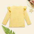 Toddler Girl Animal Print Ruffled Long-sleeve Pale Yellow Cotton Tee Pale Yellow image 2