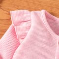 Baby Girl Solid Ruffle Long-sleeve Button Down Top Pink image 2