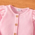 Baby Girl Solid Ruffle Long-sleeve Button Down Top Pink image 3