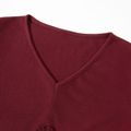 Maternity Solid Print V-neck long sleeve Women T-shirt Burgundy