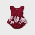 Mosaic Floral Print Family Matching Claret-red Sets Red image 5