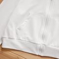 Kid Girl Zipper Pocket Casual Solid Hoodie Sweatshirt White