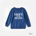 Letter Print long sleeve Tops for Dad and Me Blue