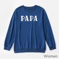 Letter Print long sleeve Tops for Dad and Me Blue